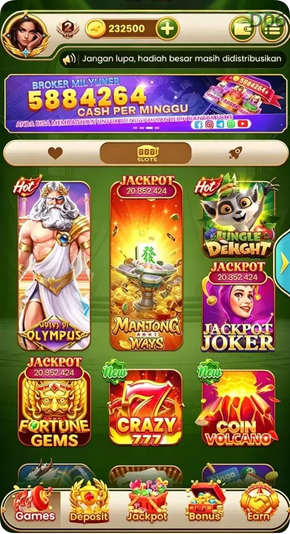 Cuplikan layar V96 — aktivitas